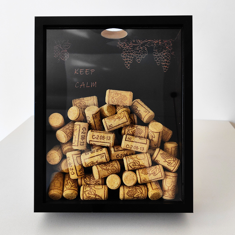 Collectible Vintage Photos - Red Wine Cork Display Frame Wooden