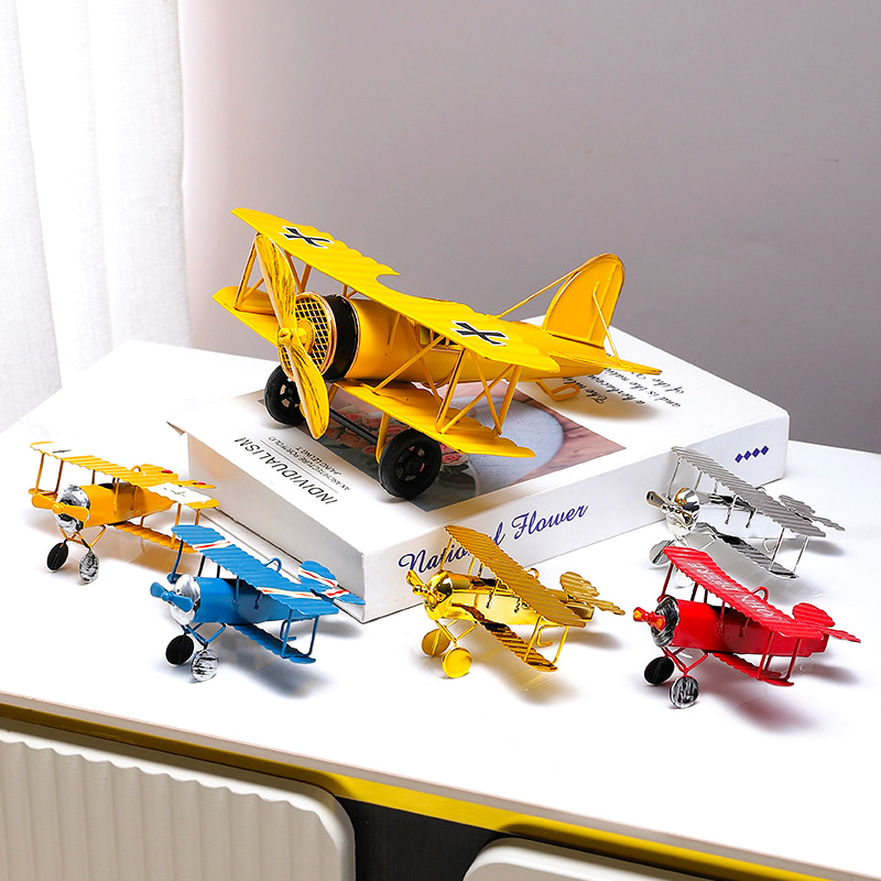 Vintage Collectible Furniture - Vintage Metal Airplane Model Retro Iron