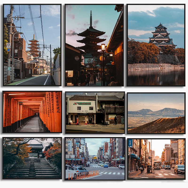Vintage Collectible Posters - Vintage Japanese Landmark Collection Canvas Print