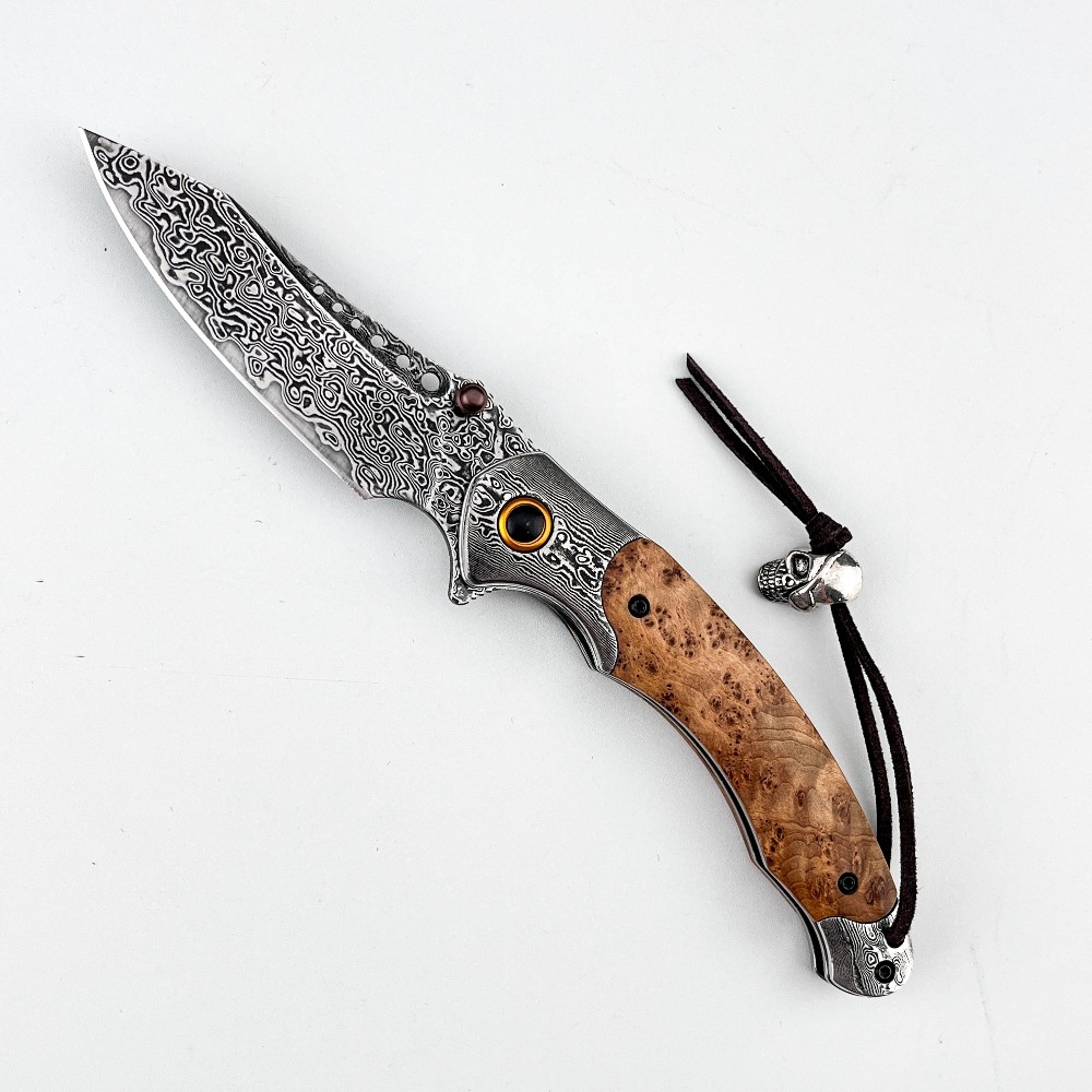 Vintage Collectible Knives - High Hardness Damascus Pattern Folding Knife