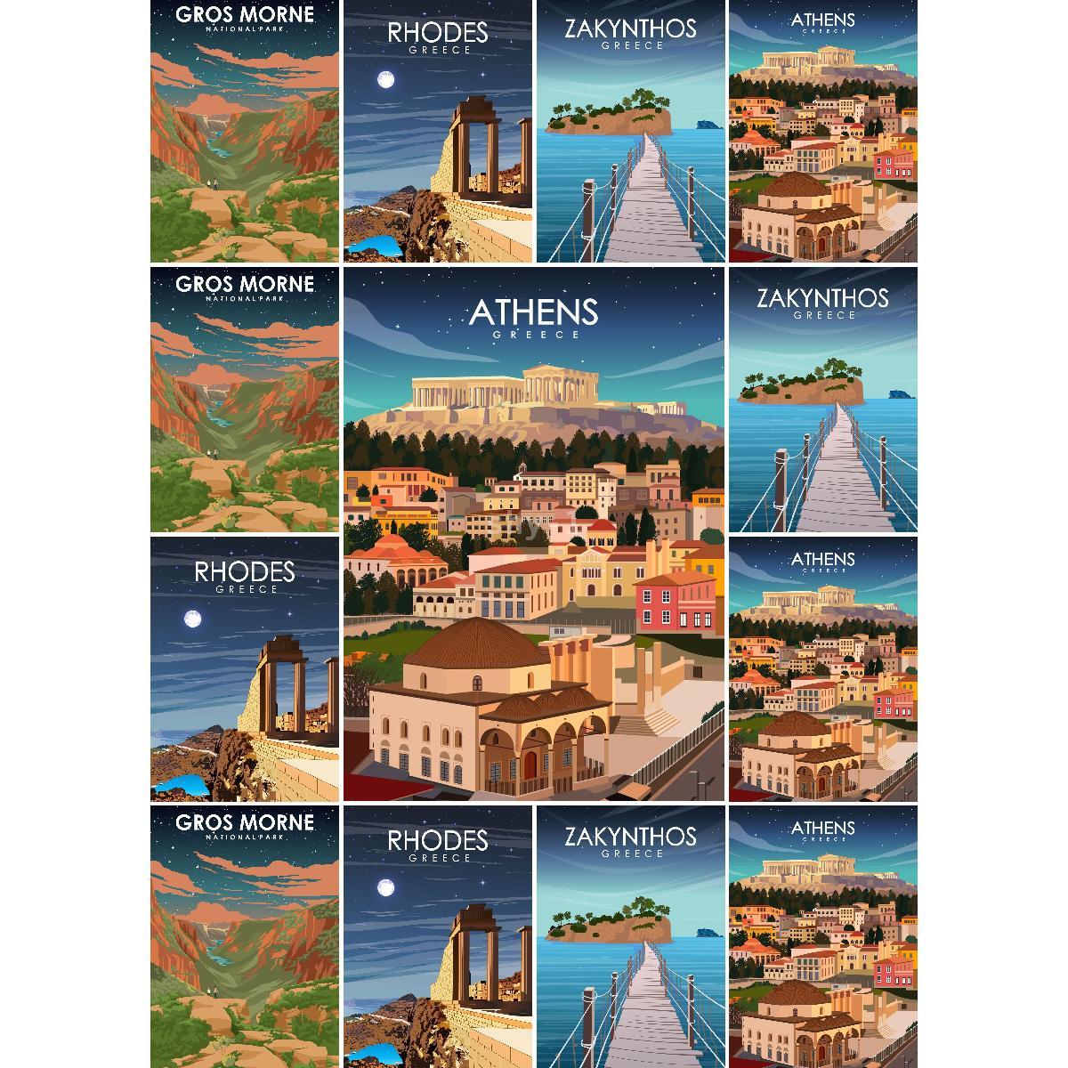 Vintage Collectible Posters - Vintage Athens Greece Travel Poster Print
