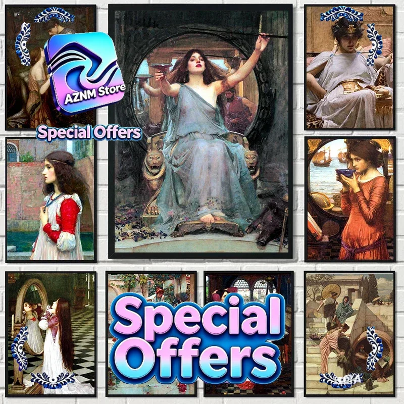 Vintage Cartoon Collectible - John William Waterhouse Artwork Collection Posters