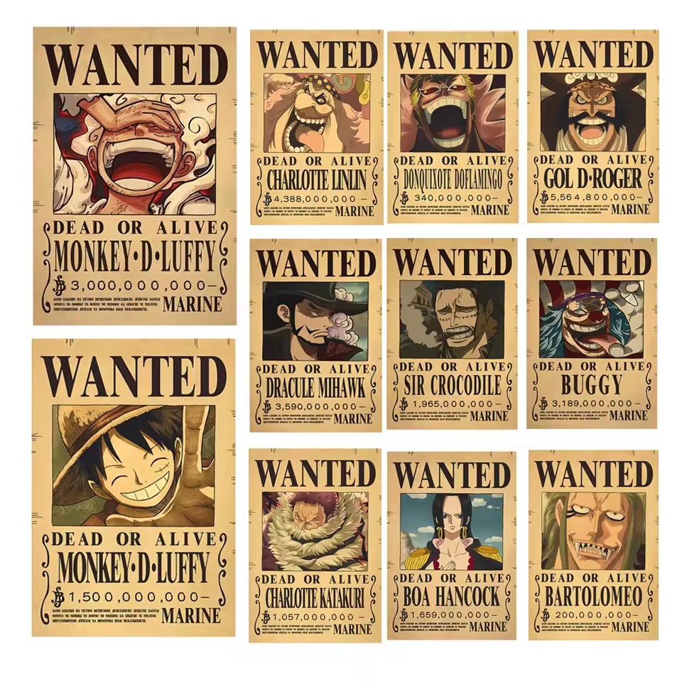 Vintage Collectible Posters - Anime One Piece Bounty Wanted Posters