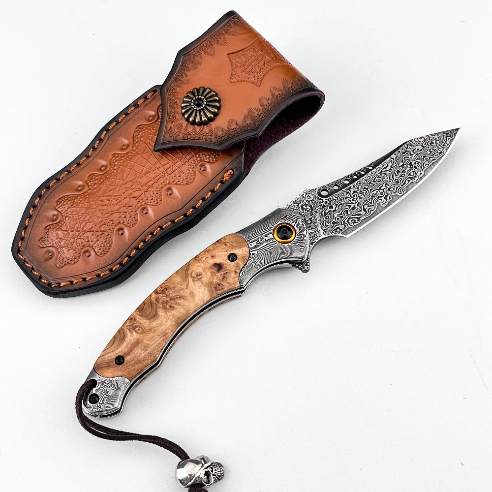 Vintage Collectible Knives - High Hardness Damascus Pattern Folding Knife