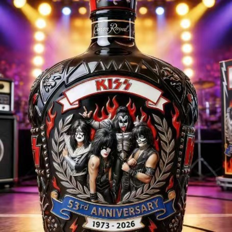 Vintage Collectible Liquor Bottles - Collectible KISS Band Style Whiskey Decanter,