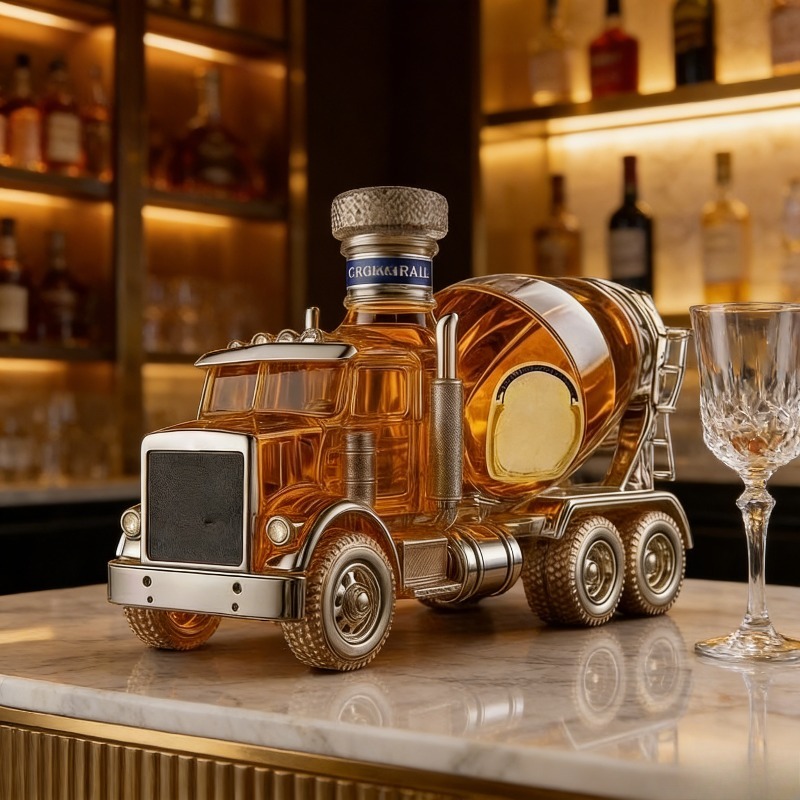 Vintage Collectible Liquor Bottles - Vintage Truck Design Glass Whiskey Decanter,