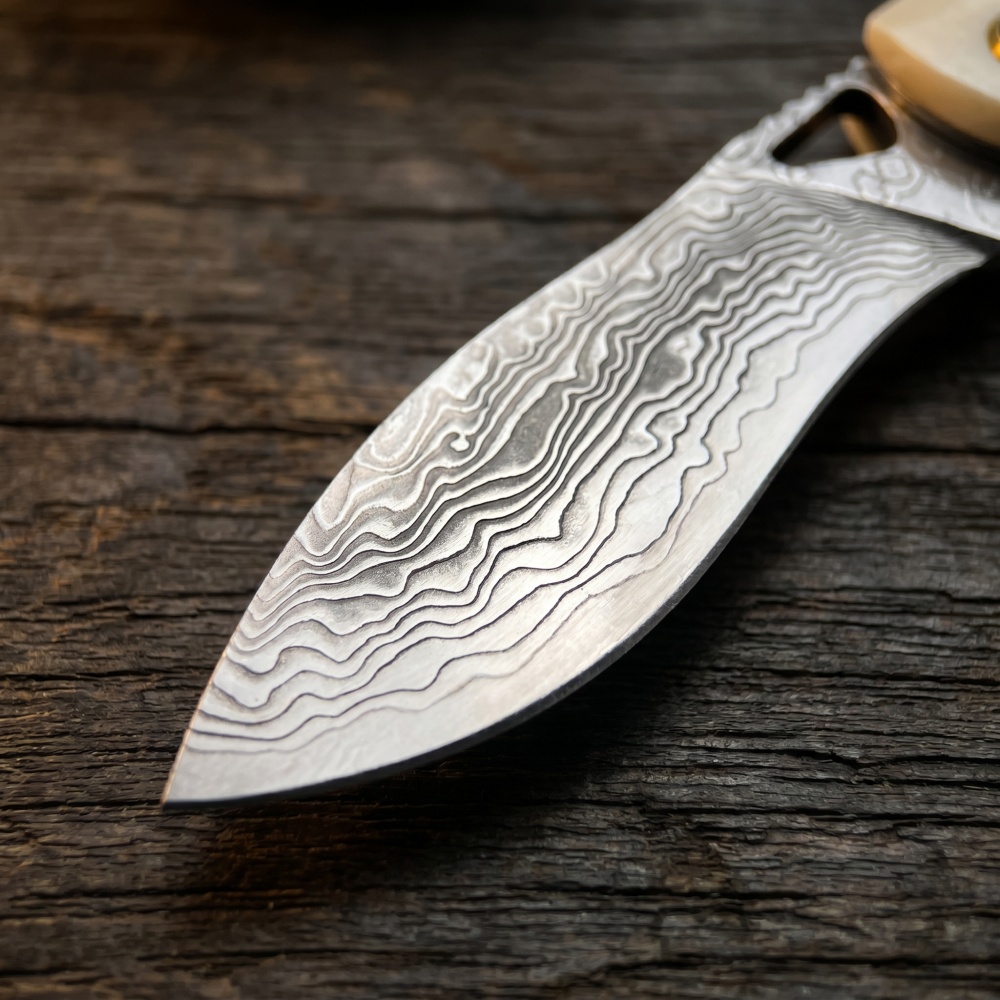 Vintage Damascu Steel Small Fo - đánh giá và giá Vintage Collectible Knives