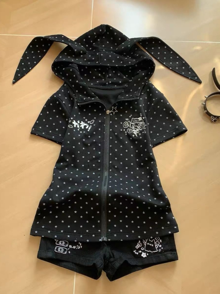 Japanese Star Print Rabbit's E - đánh giá và giá Vintage Zip Hoodie