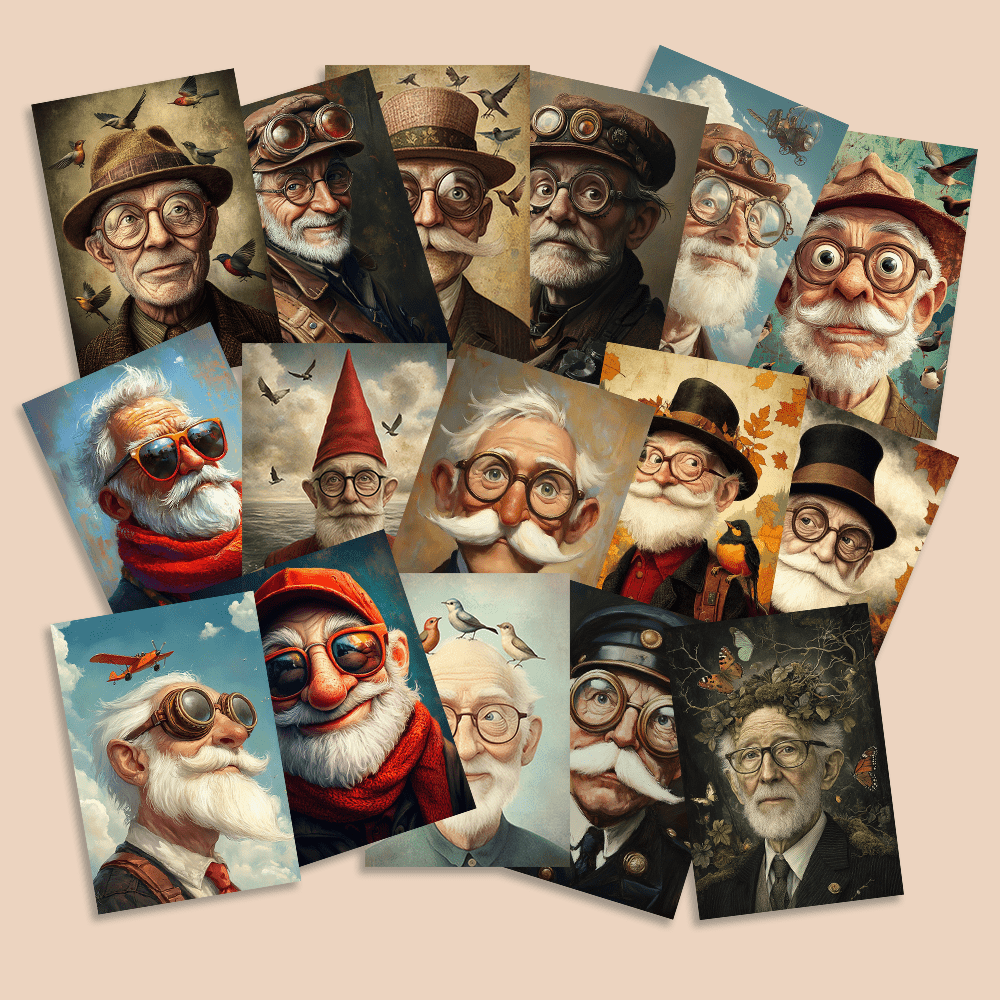 32pcs, vintage cute grandpa, p - đánh giá và giá Collectible Vintage Greeting Cards