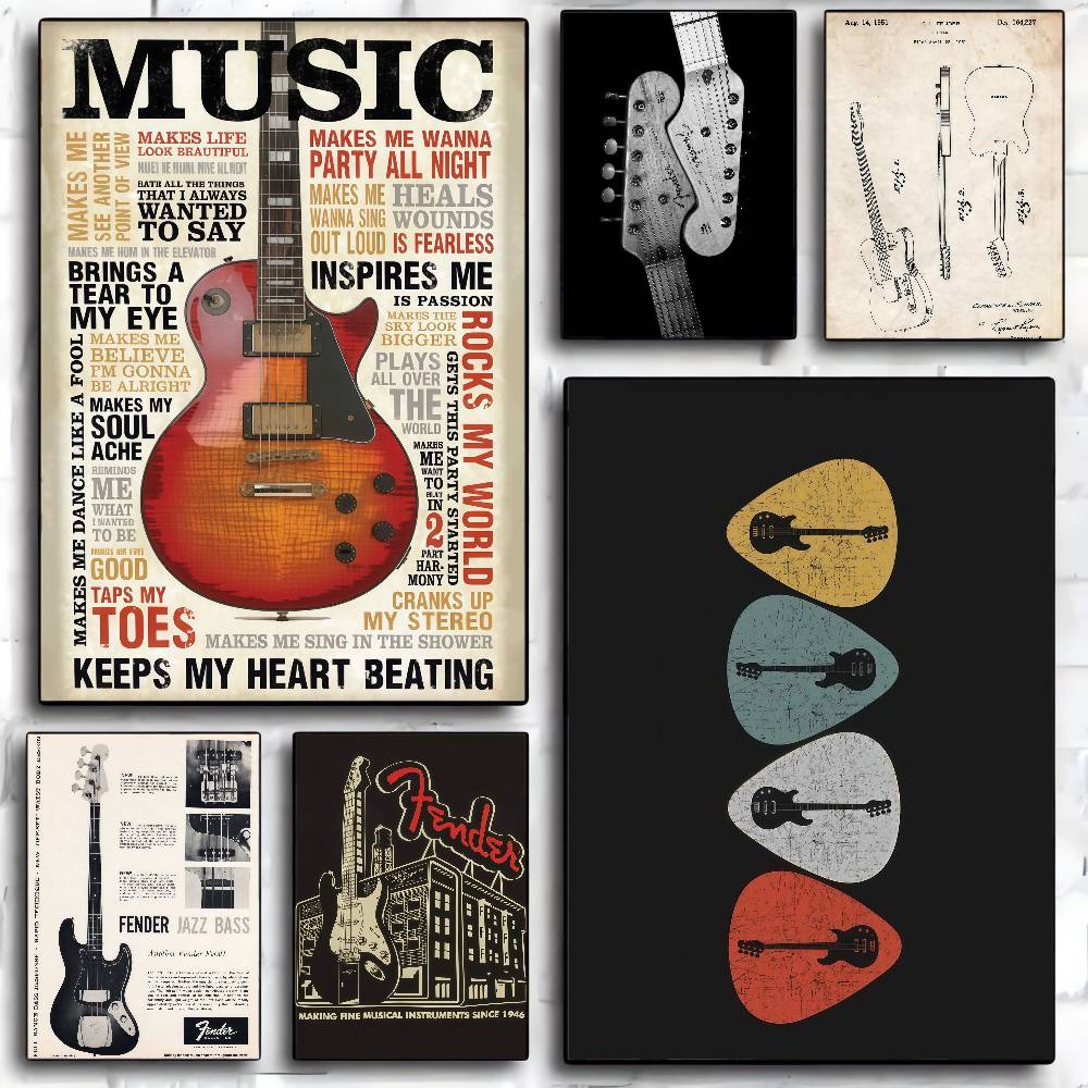Guitar Collection Self-adhesiv - đánh giá và giá Vintage Collectible Posters