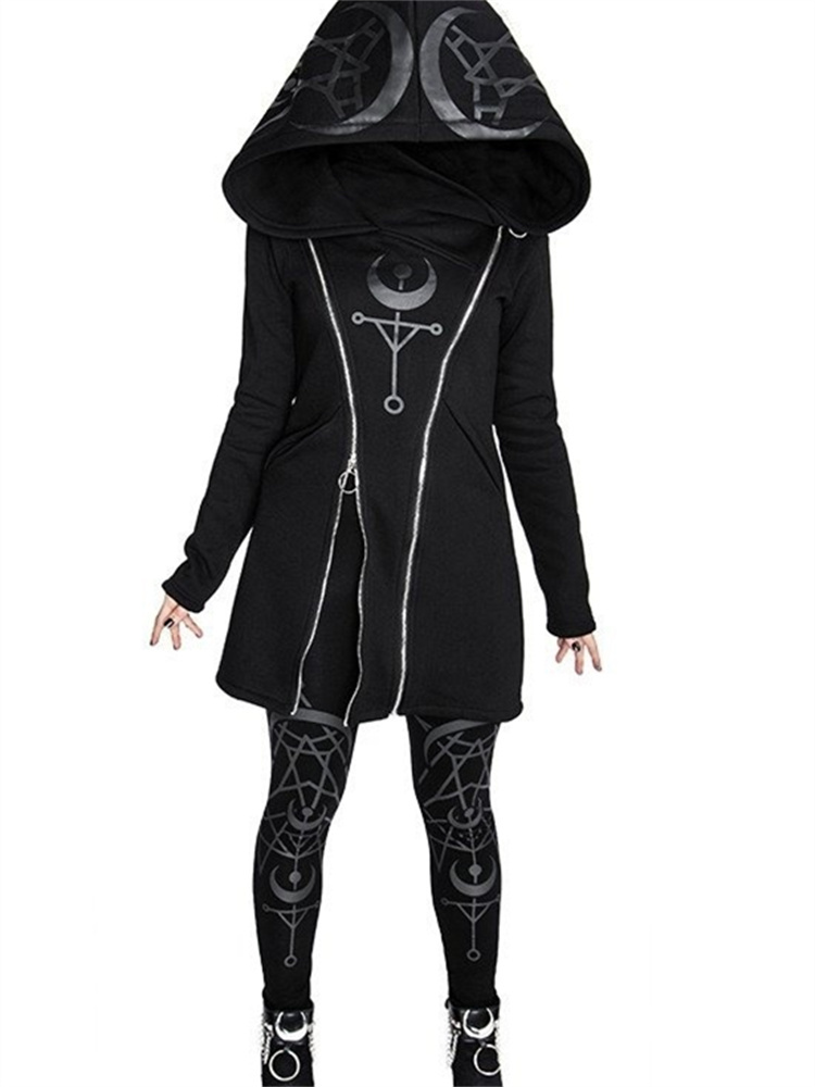 Gothic Punk In Dài Đầu Bông Ta - đánh giá và giá Vintage Zip Hoodie