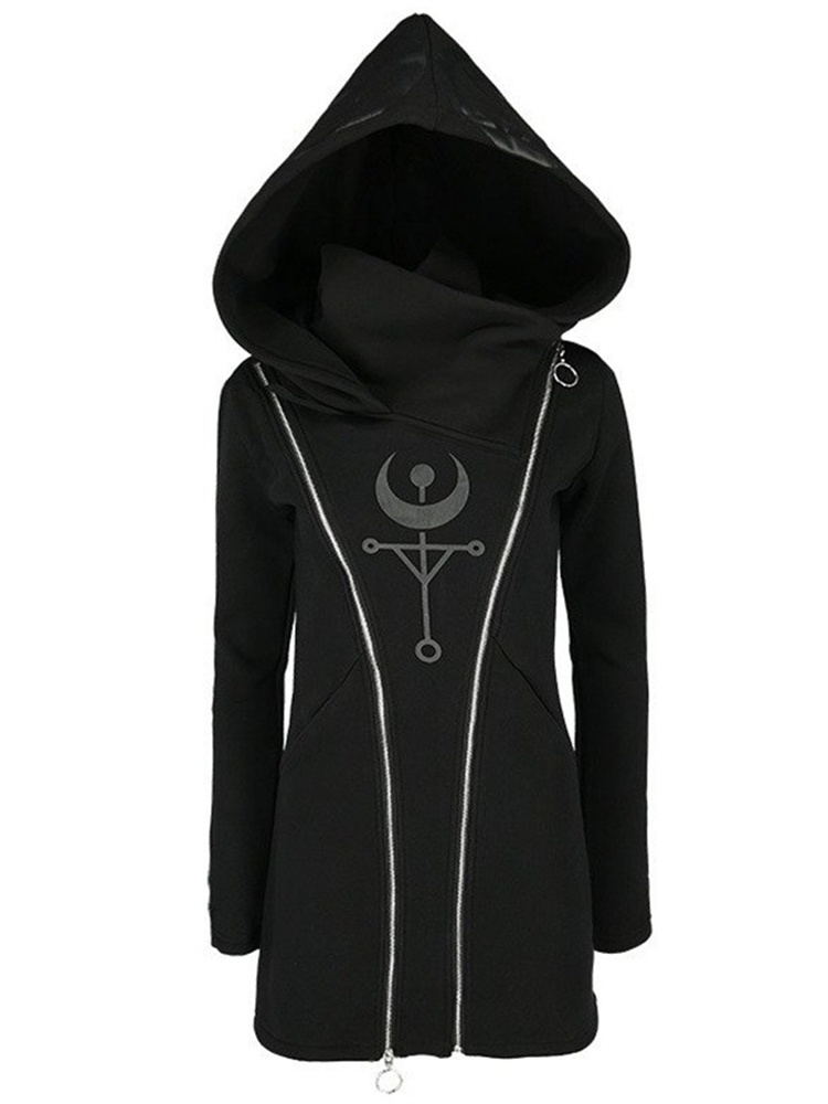 Gothic Punk In Dài Đầu Bông Ta - đánh giá và giá Vintage Zip Hoodie