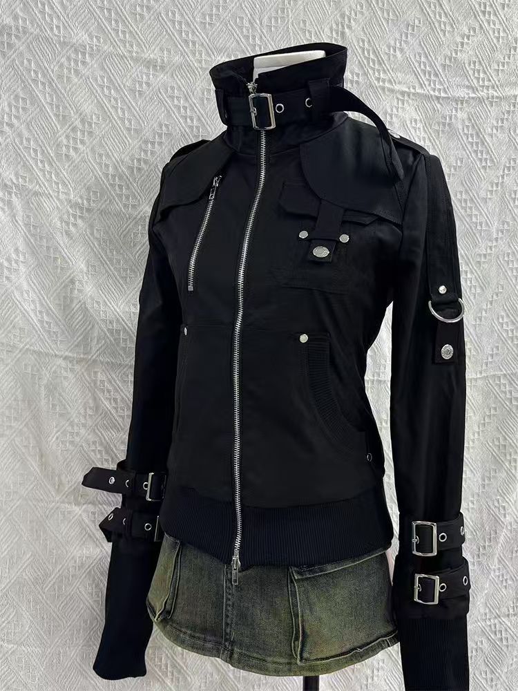 Y2K Gothic Black Slim Double Z - đánh giá và giá Vintage Zip Hoodie