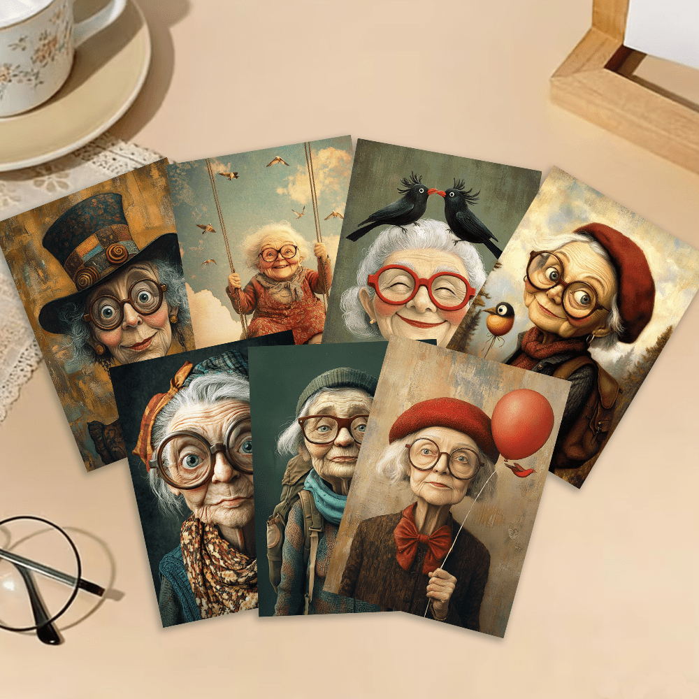 32pcs, vintage cute elderly, p - đánh giá và giá Collectible Vintage Greeting Cards